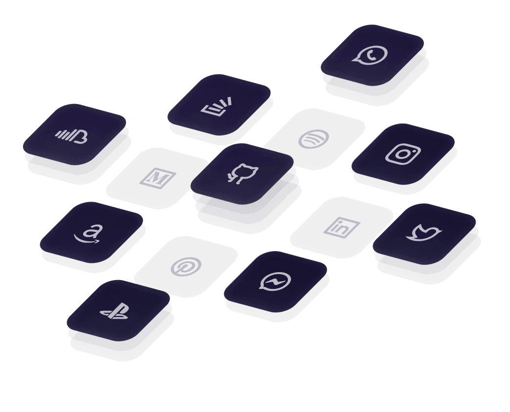 Icons for connected platforms floating on an isometric grid.